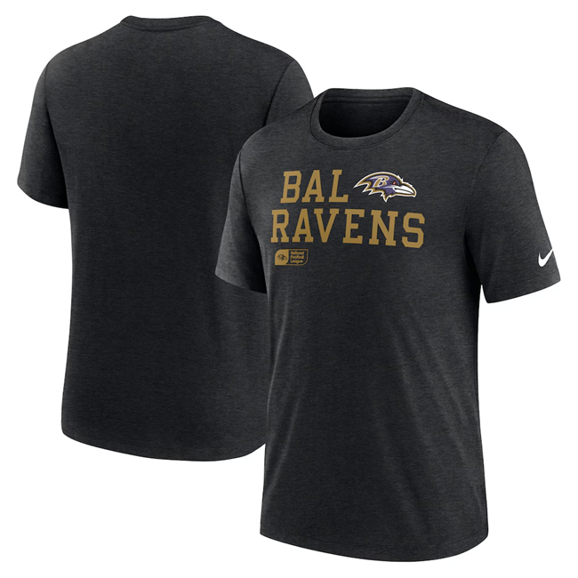 Men's Baltimore Ravens Black Overlap Lockup Tri-Blend T-Shirt